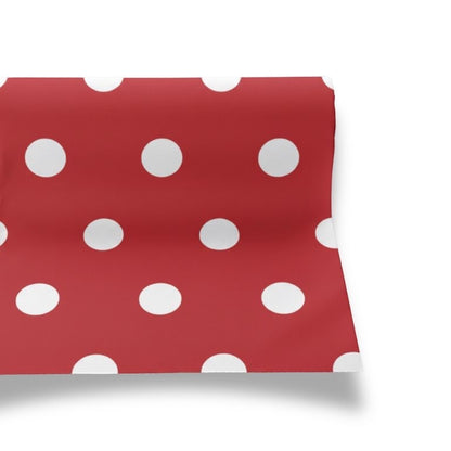 Eclectic Françoise Paviot red airlaid table runner roll with white polka dots for festive dining