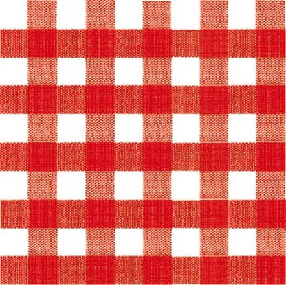 Eclectic Françoise Paviot Bistrot Rouge dinner napkins featuring a classic red and white gingham check pattern.