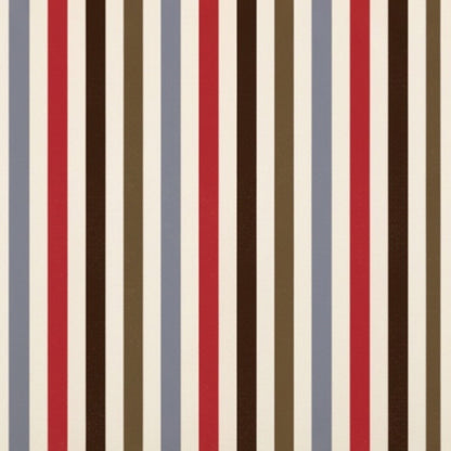 Eclectic Françoise Paviot Rayure Hiver table runner with red, taupe, grey, and brown stripes on airlaid material.