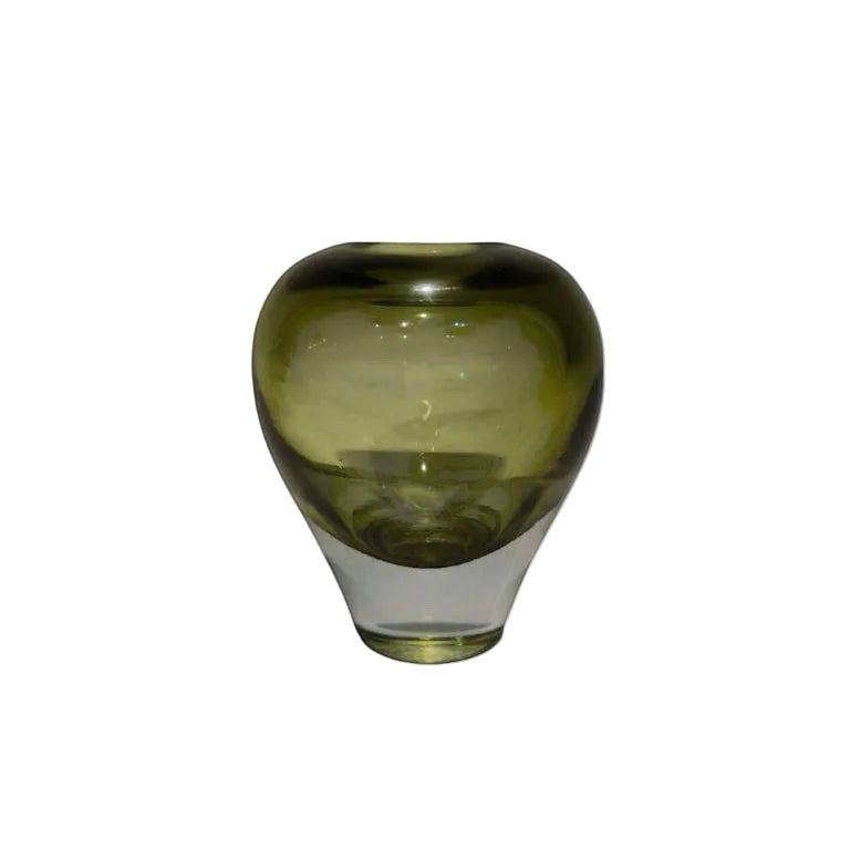 Eclectic Gelato olive green glass vase with a rounded silhouette and layered internal depth for modern home decor.