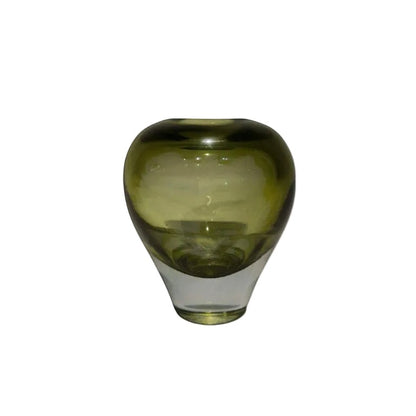 Eclectic Gelato olive green glass vase with a rounded silhouette and layered internal depth for modern home decor.