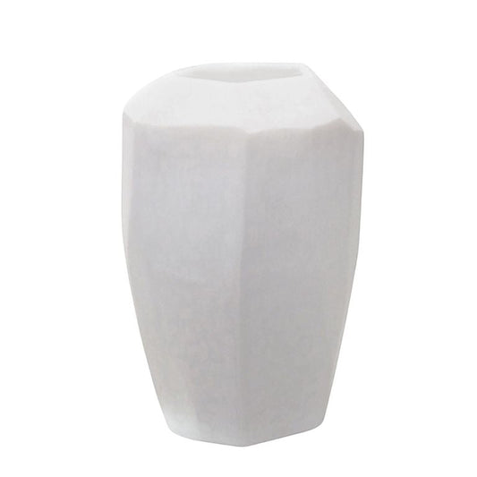 Eclectic Guaxs Cubistic tall opal white mouth-blown glass vase with a hand-cut faceted matte finish
