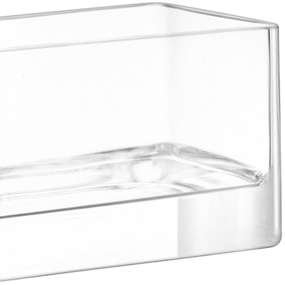 Eclectic LSA International modular clear glass rectangular centrepiece tray with a polished architectural design.