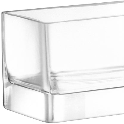 Eclectic LSA International modular clear glass centrepiece tray with a polished rectangular architectural design.