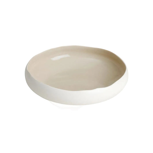 Eclectic Médard de Noblat Oslo stoneware serving bowl with a matte white exterior and soft linen-toned interior.