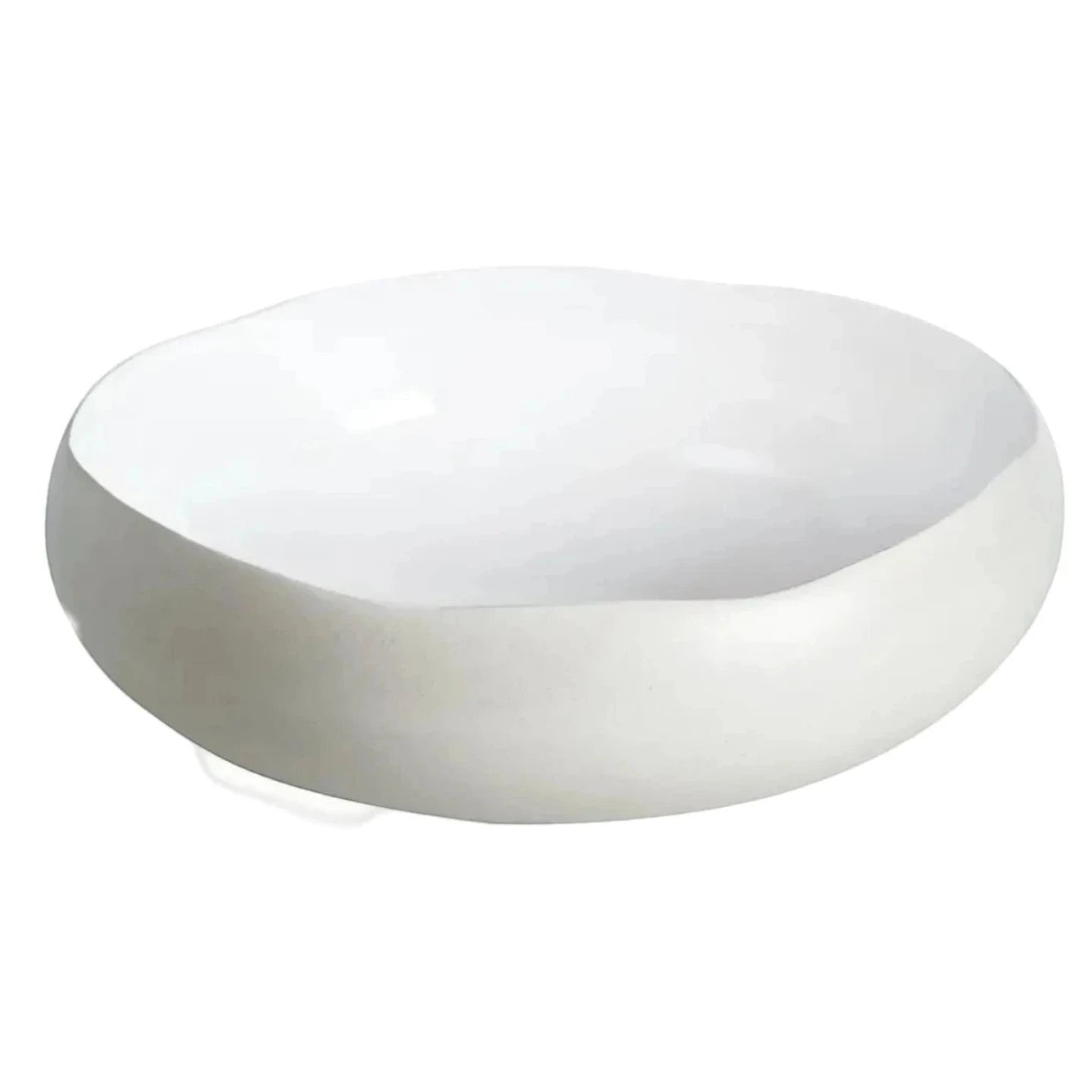 Eclectic Médard de Noblat Oslo stoneware serving bowl with a matte linen exterior and glossy white interior.