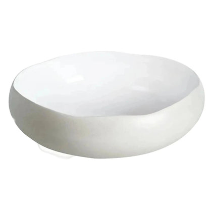 Eclectic Médard de Noblat Oslo stoneware serving bowl with a matte linen exterior and glossy white interior.
