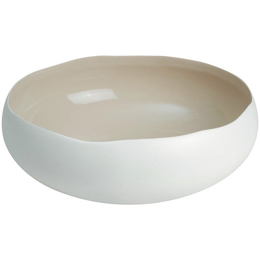 Eclectic Médard de Noblat Oslo stoneware serving bowl with a matte white exterior and linen-toned glazed interior.