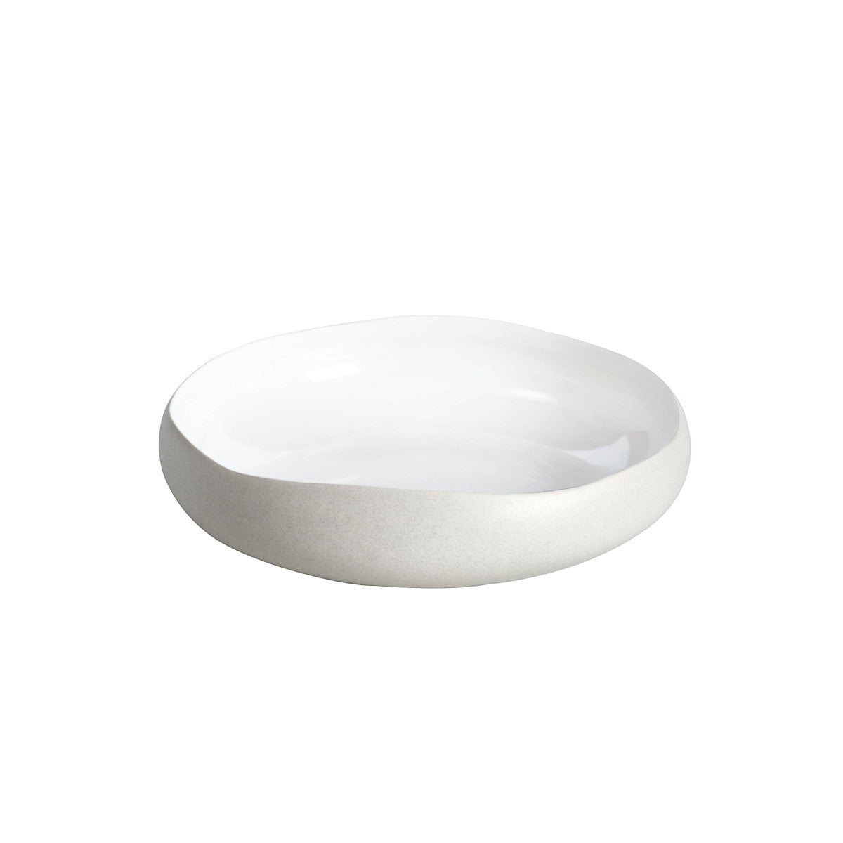 Eclectic Médard de Noblat Oslo 20cm stoneware serving bowl with matte linen exterior and glossy white interior