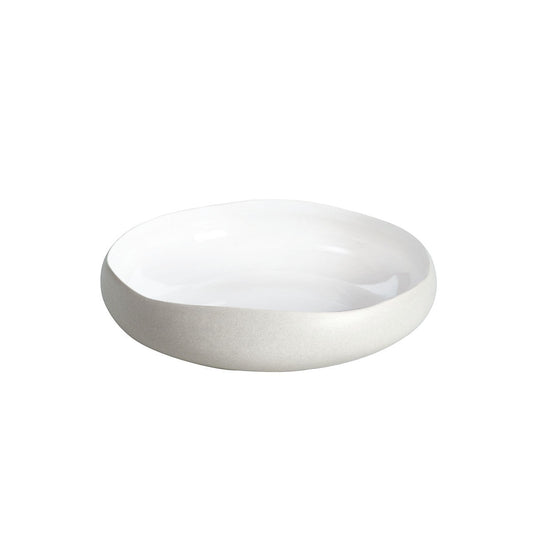 Eclectic Médard de Noblat Oslo 20cm stoneware serving bowl with matte linen exterior and glossy white interior