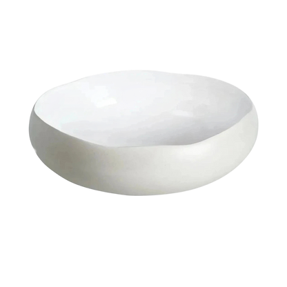 Eclectic Médard de Noblat Oslo white stoneware serving bowl with a matte linen exterior and glossy interior