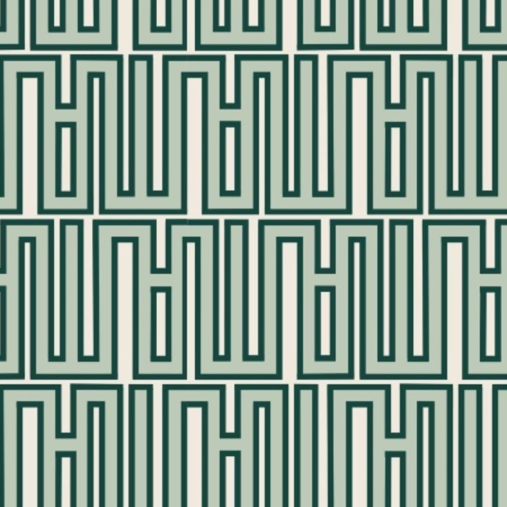 Eclectic mint green geometric pattern tablecloth with a refined linen-look finish for modern dining tables.