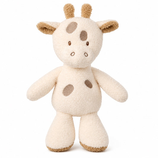 Eclectic Nattou cream and beige plush giraffe toy with soft polyester fabric and embroidered features