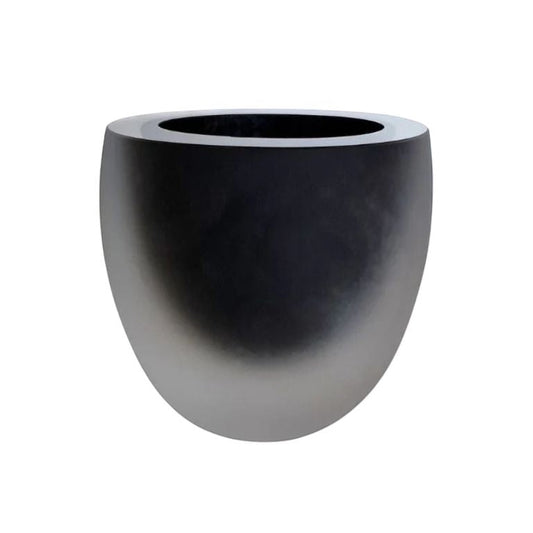 Eclectic Onyx rounded glass vase featuring a smooth, contemporary smoky black gradient finish.