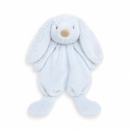 Eclectic Peluche powder blue bunny dou dou comfort blanket made from ultra-soft plush fabric with floppy ears.