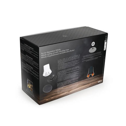 Eclectic Peugeot whisky tasting glass set packaging box showing chilling base and glass details