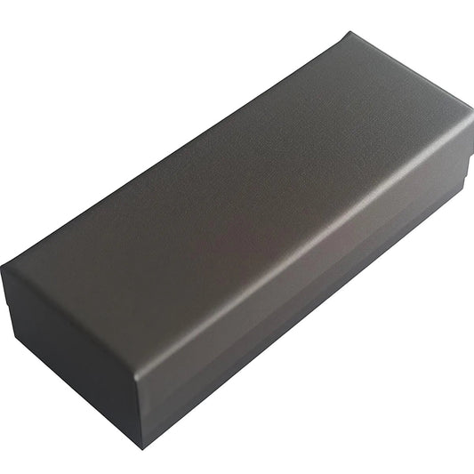 Eclectic stainless steel pizza cutter and server presented in a sleek, rectangular black gift box.