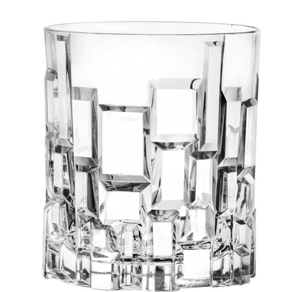 Eclectic RCR Etna crystal whisky tumbler with geometric cut patterns inspired by volcanic textures