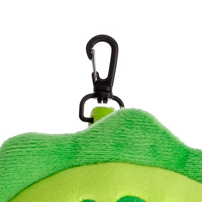 Eclectic Relaxeazzz Huck the Dinosaur travel pillow featuring a black plastic clip for secure attachment to bags.