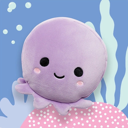 Eclectic Relaxeazzz Wendy the Octopus plush travel pillow in soft purple polyester and spandex with a cute face