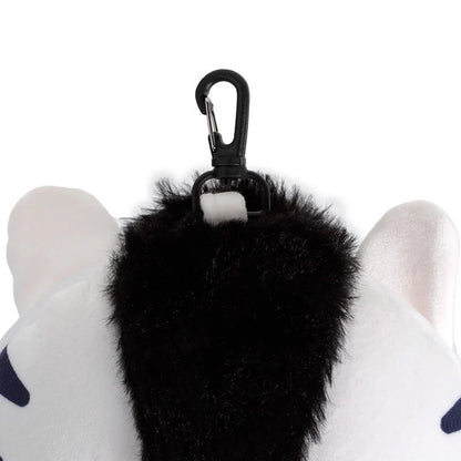 Eclectic Relaxeazzz Bali the Zebra plush travel pillow featuring a black faux fur mane and a convenient travel clip.