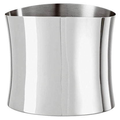 Eclectic Sambonet Bamboo mirror-polished stainless steel wine cooler with a sculptural oval silhouette.