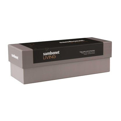 Eclectic Sambonet Living serving fork presentation box in grey with black branding label