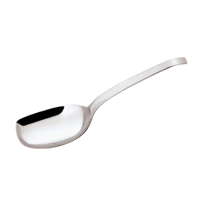 Eclectic Sambonet Living rice spoon in polished 18/10 stainless steel with a wide, contoured bowl for serving.