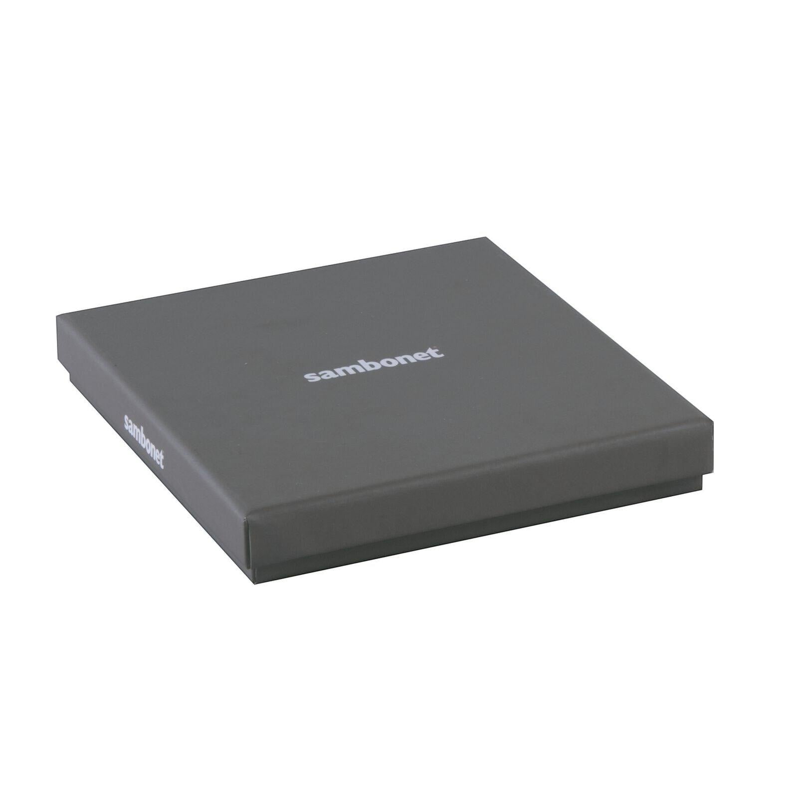 Eclectic Sambonet Party Portafortuna spoon set gift box in dark grey with white branding