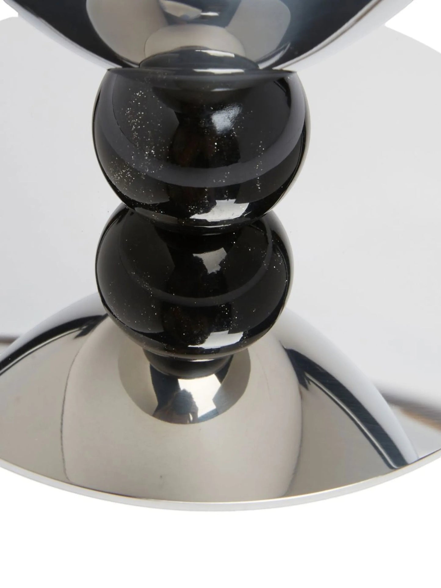 Eclectic Sambonet Penelope ice bucket featuring a mirror-polished stainless steel base and black marble-effect resin.