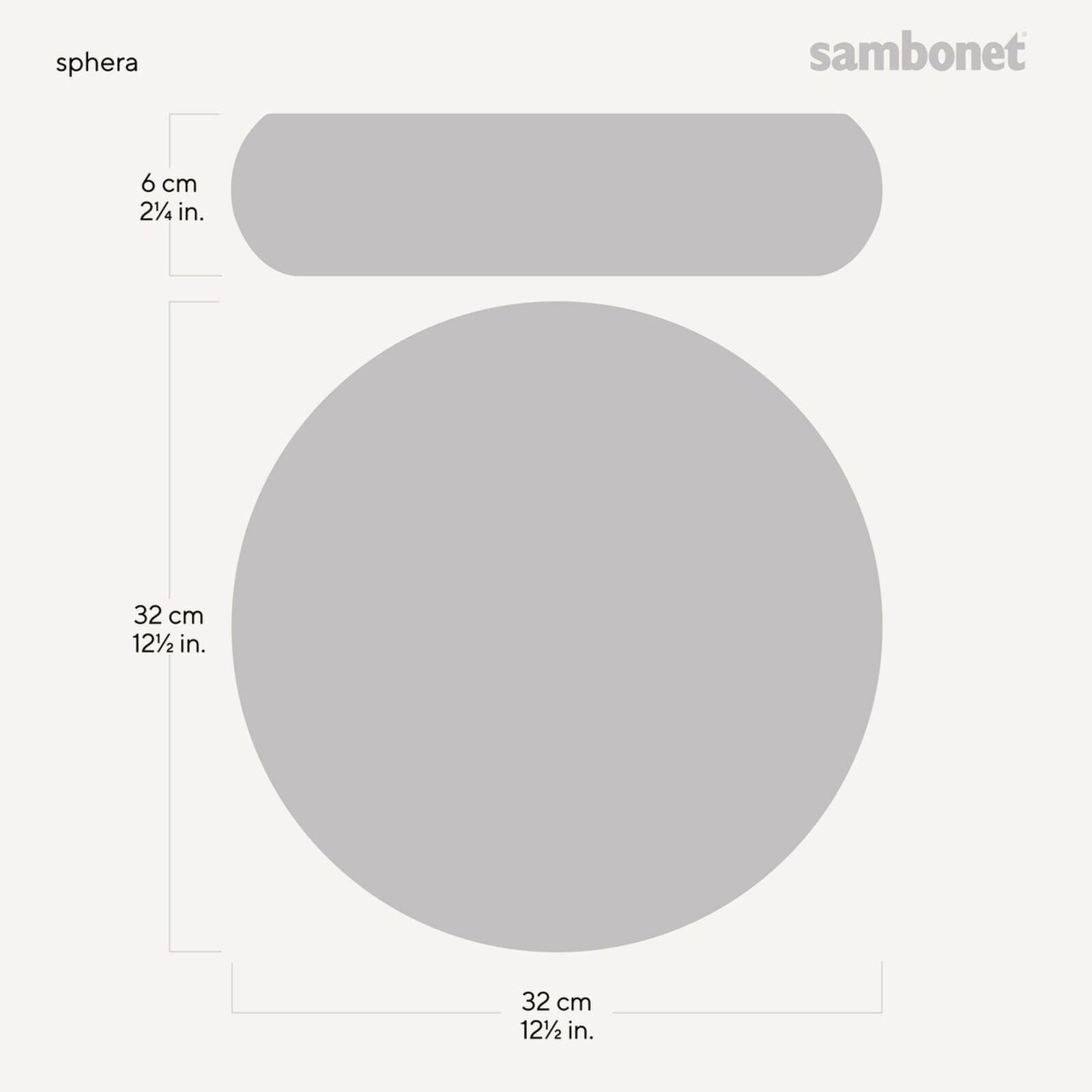 Eclectic Sambonet Sphera champagne serving bowl dimensions diagram showing 32 cm diameter and 6 cm height