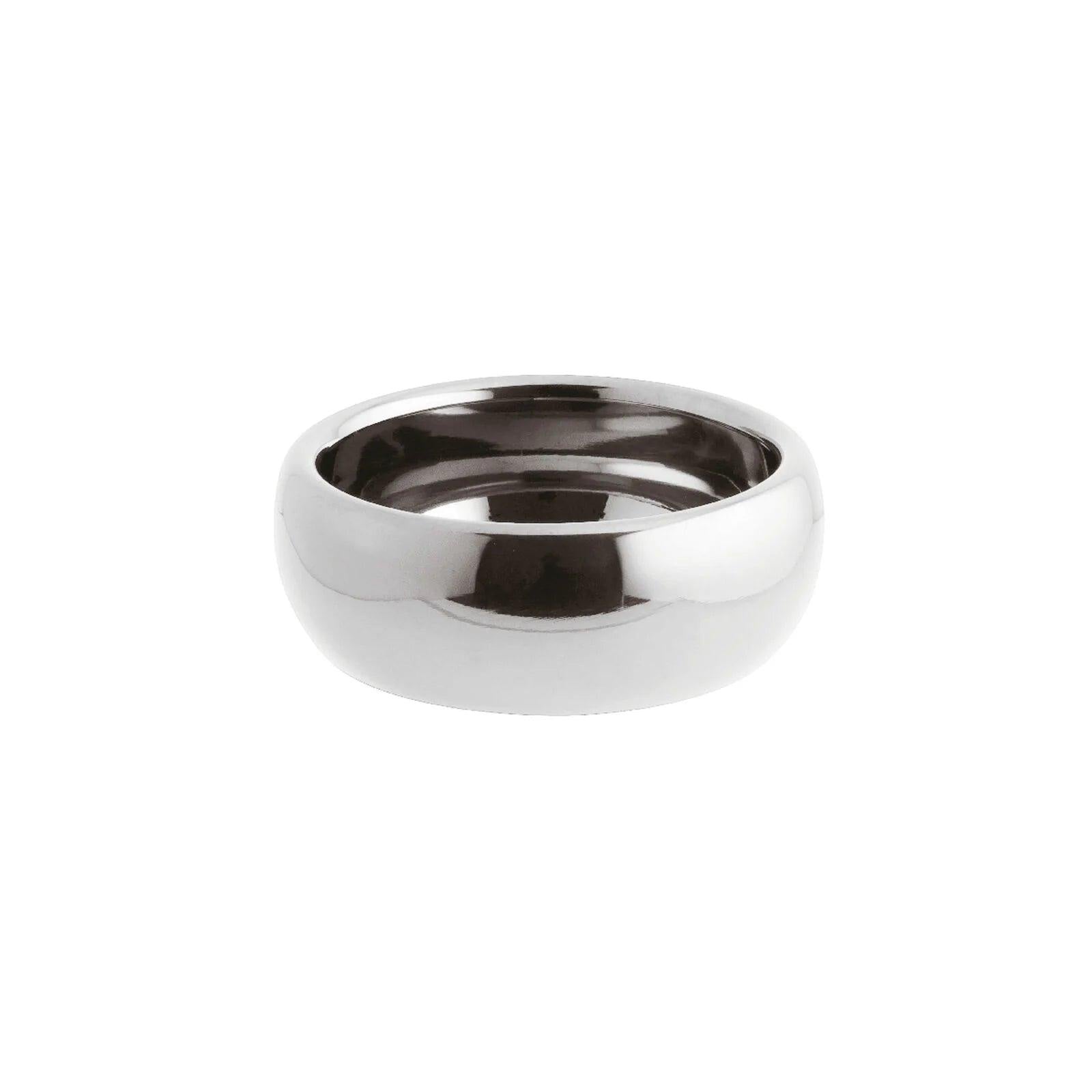 Eclectic Sambonet Sphera 12cm serving bowl in mirror-polished 18/10 stainless steel with a sculptural curved design.