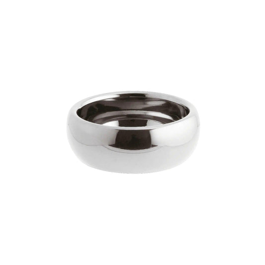 Eclectic Sambonet Sphera 12cm serving bowl in mirror-polished 18/10 stainless steel with a sculptural curved design.