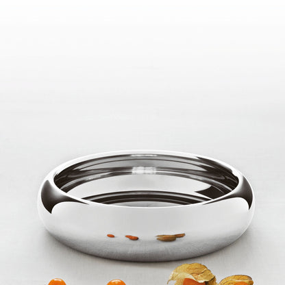 Eclectic Sambonet Sphera 24cm serving bowl in mirror-polished 18/10 stainless steel with a sculptural, organic shape.