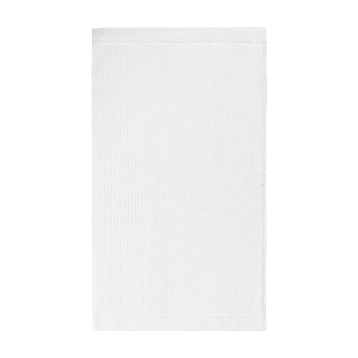 Eclectic white 100% cotton guest towel with a soft velvety finish and 430 gsm absorbent texture.