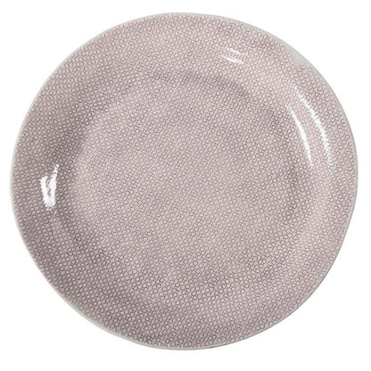 Eclectic Wonki Ware large Mediterranean platter in a soft mauve tone with a unique hand-applied honeycomb pattern.