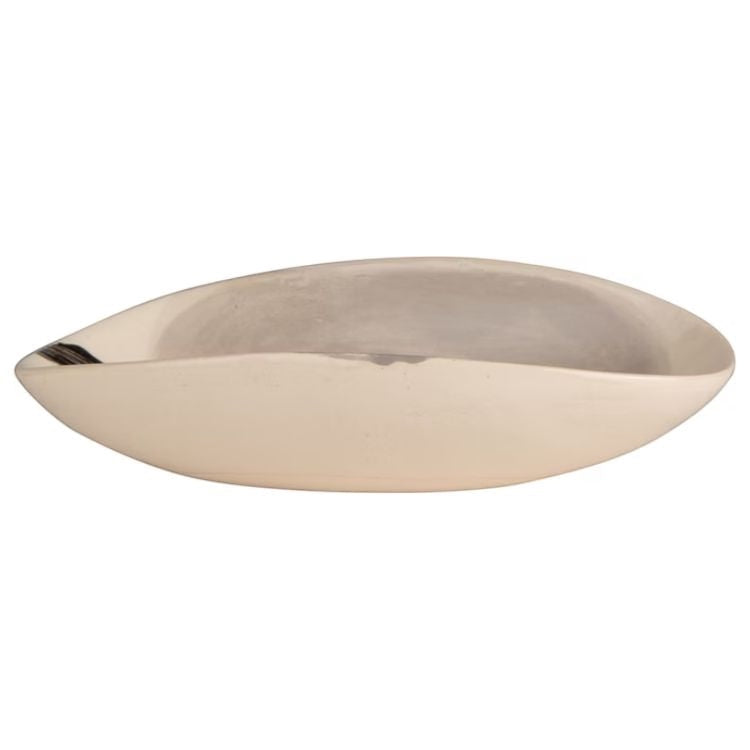 Eclectic Wonki Ware Poppy Collection oval stoneware bowl in a neutral organic finish with handcrafted silhouette.