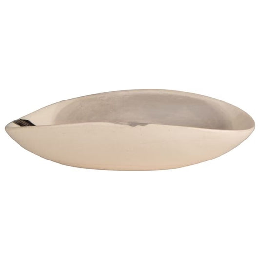 Eclectic Wonki Ware Poppy Collection oval stoneware bowl in a neutral organic finish with handcrafted silhouette.
