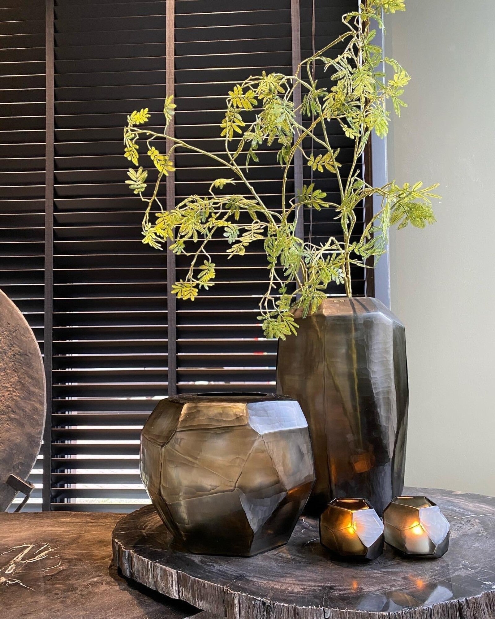 Cubistic Smoke Grey Glass Vase 48 cm - Guaxs - view 3
