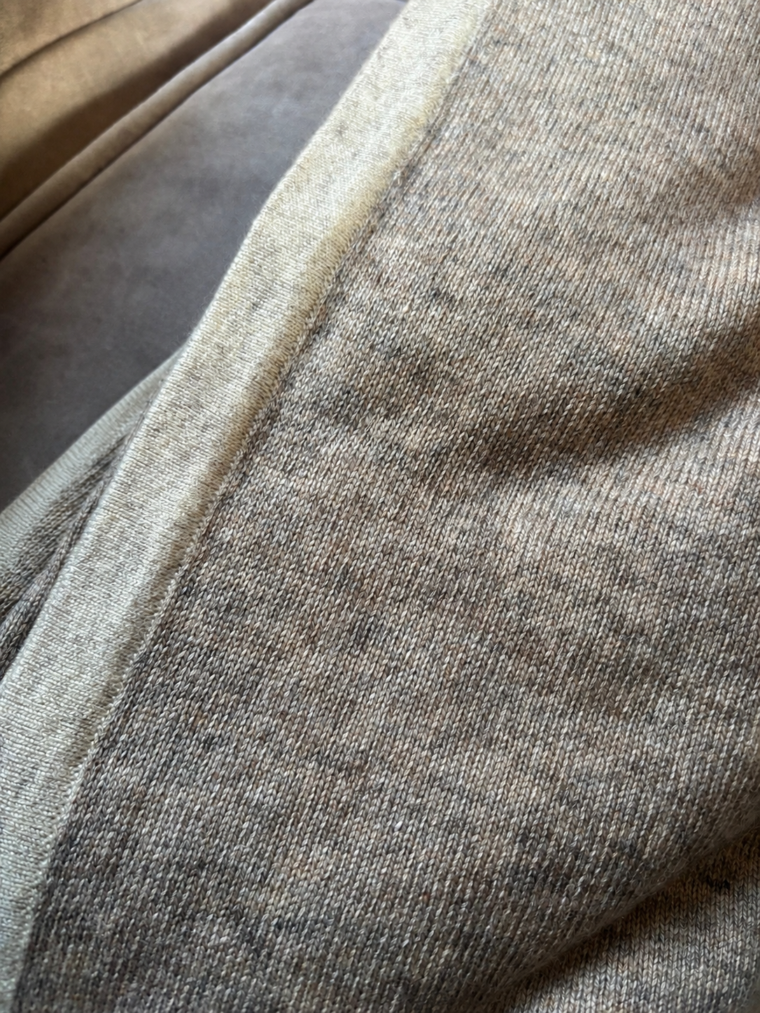 Cashmere Blanket Wrap (Oatmeal With Cream Border) - Cashmere Wrap - view 4