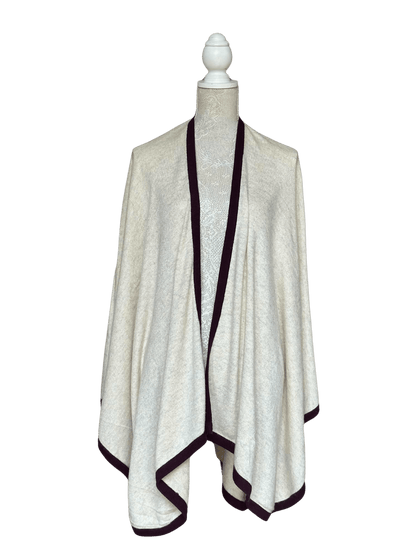 Ivory With Black Border Cashmere Blanket Wrap