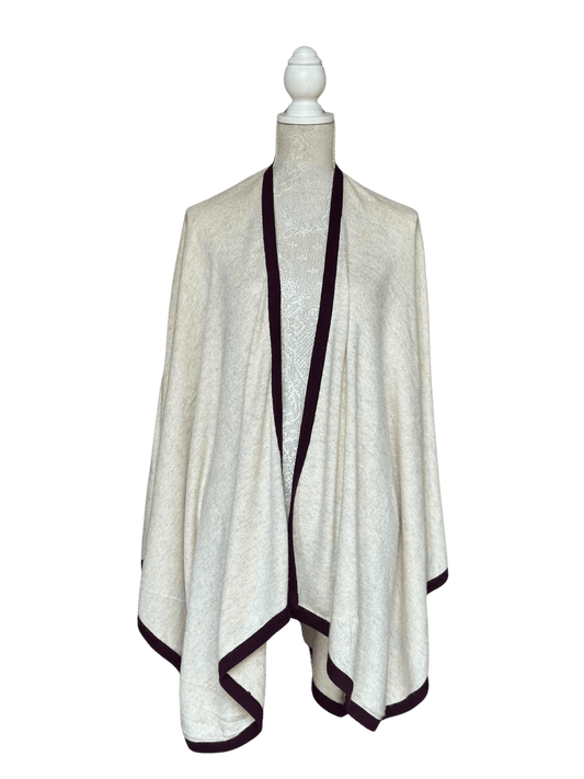 Ivory With Black Border Cashmere Blanket Wrap