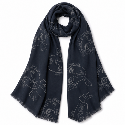 Lundi Navy Luxe Scarf - Lalela Scarf - Cashmere Scarf