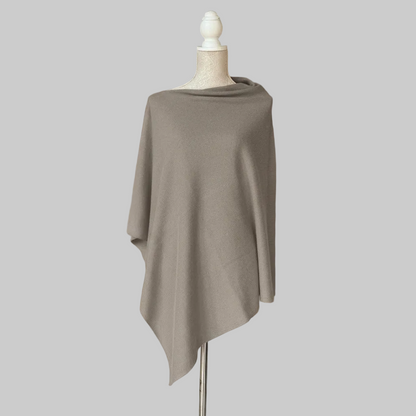 Warm Grey Double Knit Cashmere Poncho